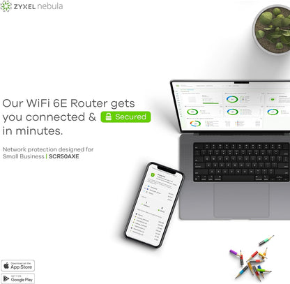 Zyxel Secure Cloud-Managed Router con WiFi Tri-Banda AXE5400, Seguridad de Red sin Costo de Suscripción | Gestionable vía Nebula APP | Cloud Gateway [SCR 50AXE]